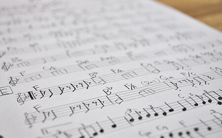 手書きのコード譜の写真